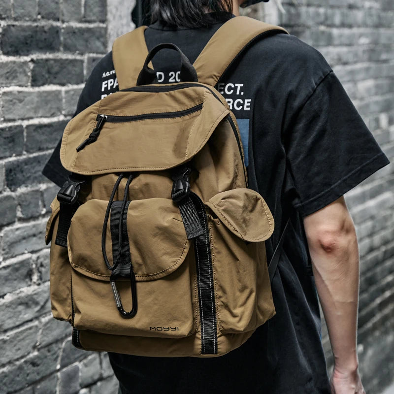 MOYYI Large Capacity 14 Inch Laptop Backpack for Men Outdoor Reflective Webbing School Bags Travel Backpack with Trolley Sleeve