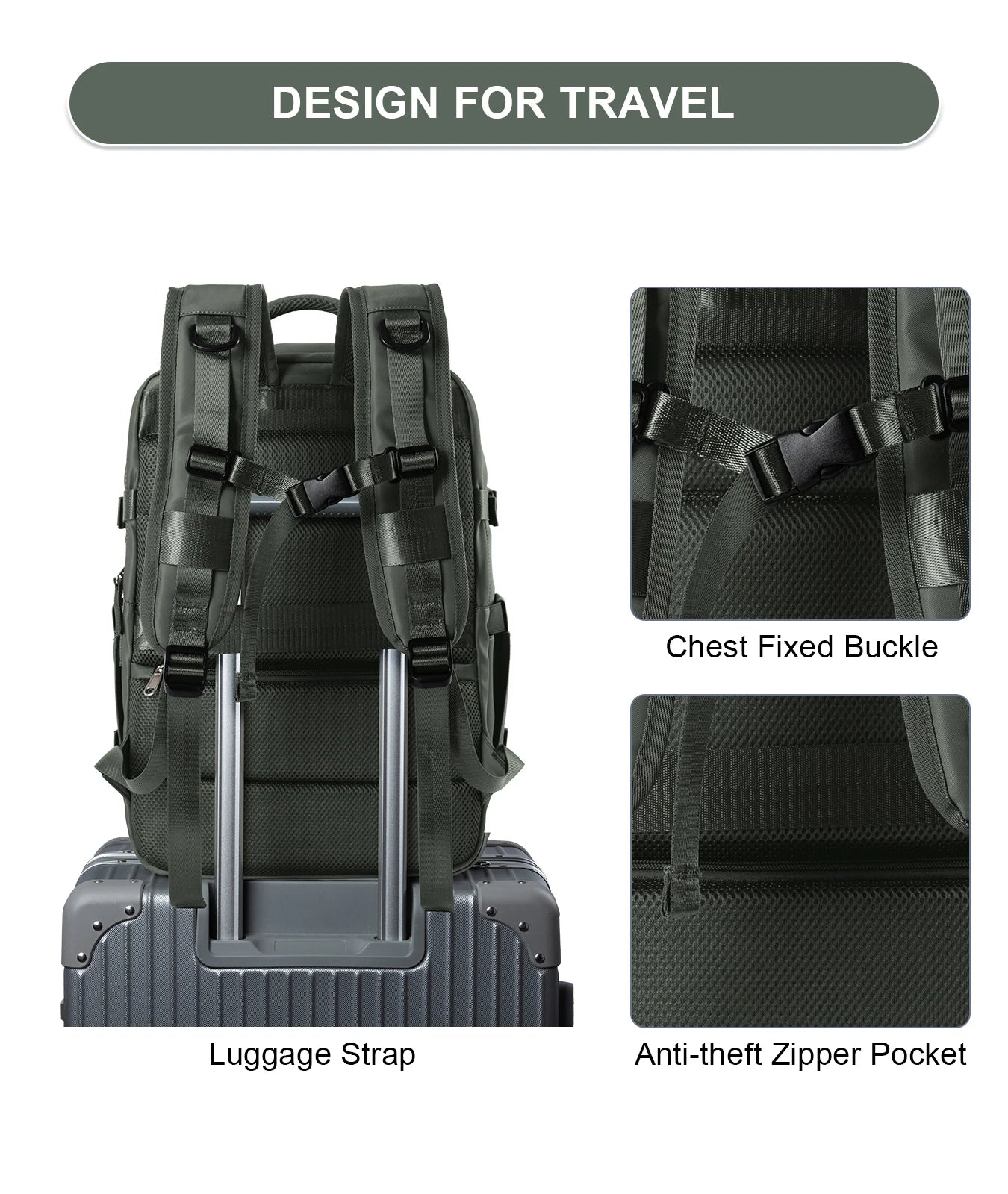 black laptop backpack with chest strap KROSER Hard Shell / Haze Blue free and convenient Inogen One G3 Ultra Lightweight