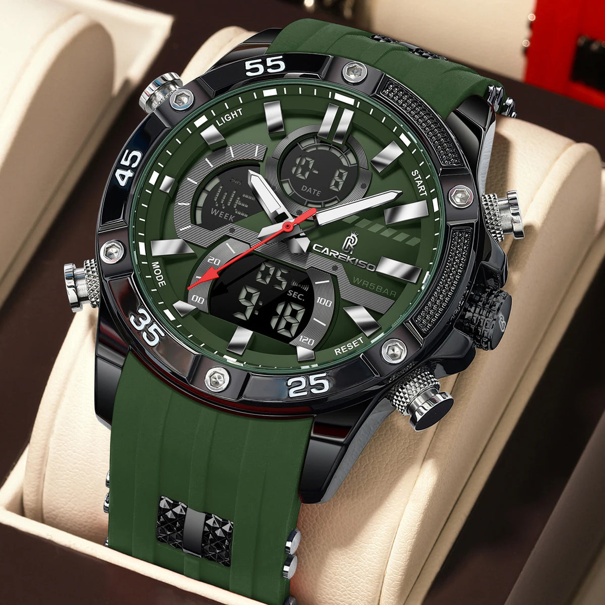 Poedagar C105 Men's Luxury Chronograph Quartz Watch – Silicone Strap, Waterproof, Luminous, Date