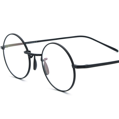 Designer Titanium Round Optical Glasses - Black - MCROONS