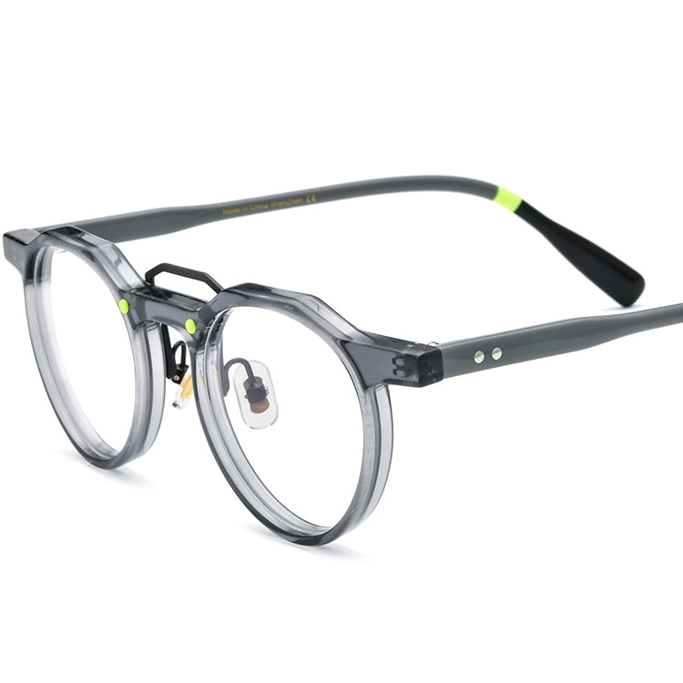 Small Round Acetate Optical Glasses Frame - MCROONS - Clear Grey