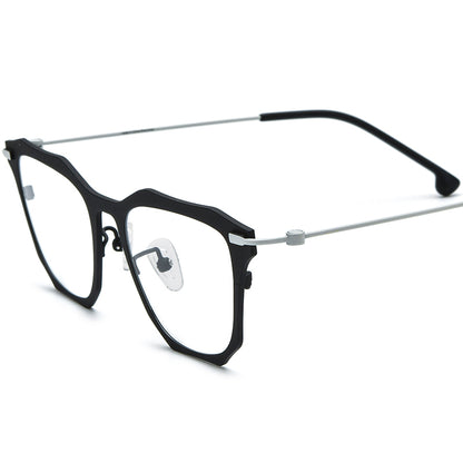 Colourful Titanium Square Optical Glasses Vintage - Black - MCROONS