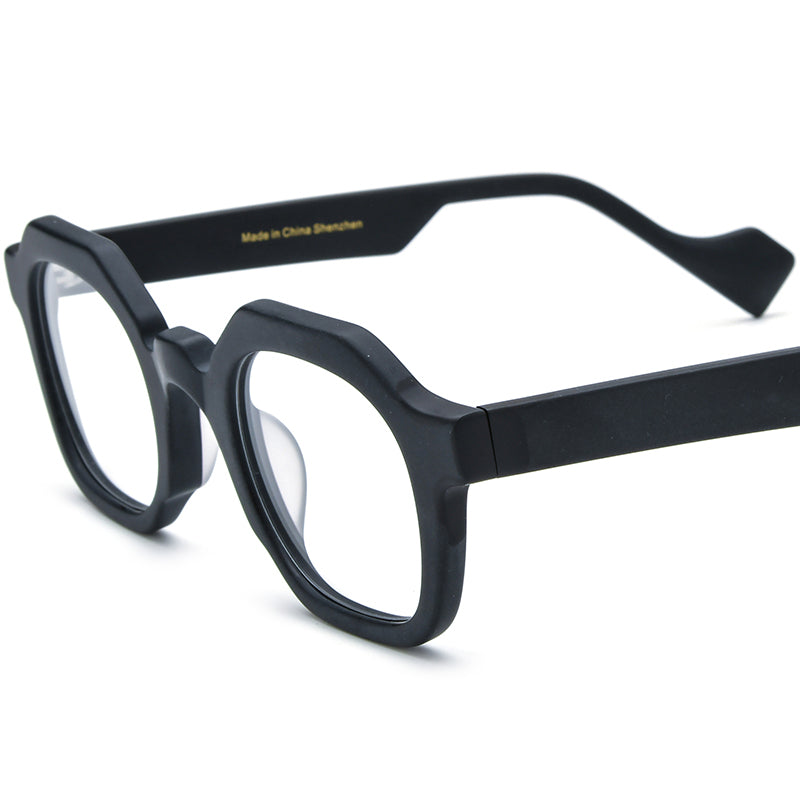 Retro Square Matte Acetate Optical Glasses Frame - Black - MCROONS