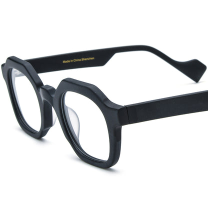 Retro Square Matte Acetate Optical Glasses Frame - Black - MCROONS
