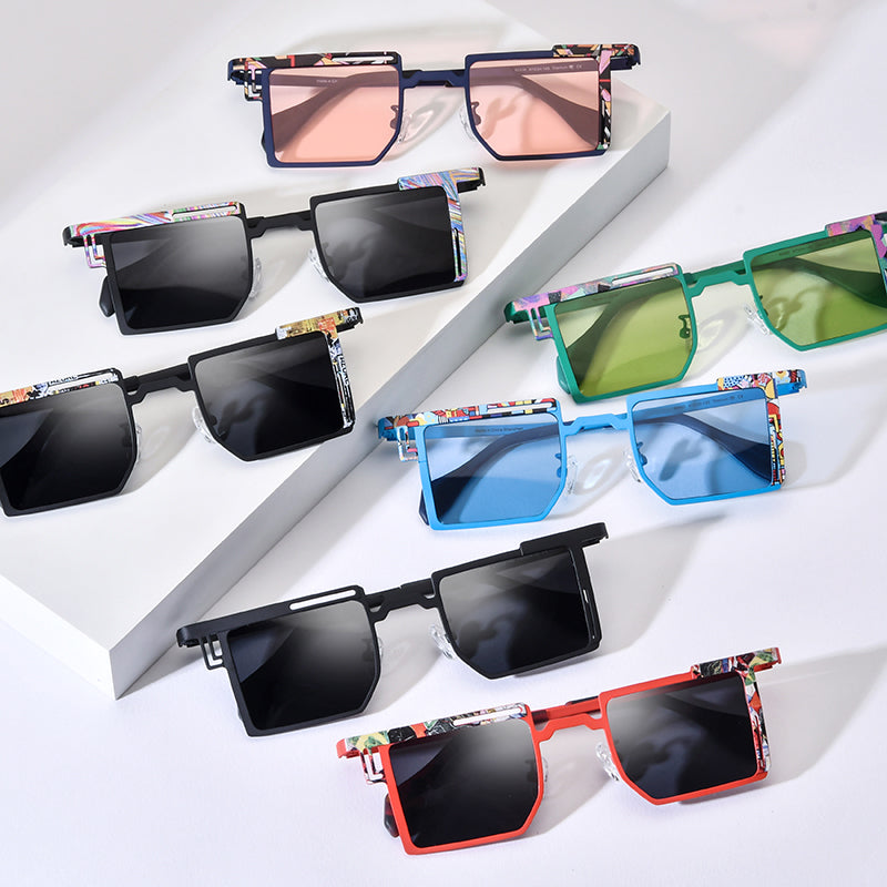 Square Titanium Sunglasses - MCROONS - side view