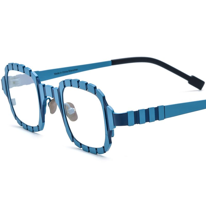 Colourful Titanium Square Optical Glasses Frame Designer - Blue - MCROONS
