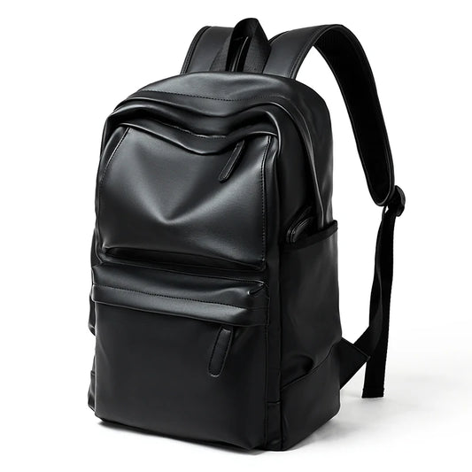 MOYYI PU Leather Bags for Men Backpack School Bag Business Leather Backpack
