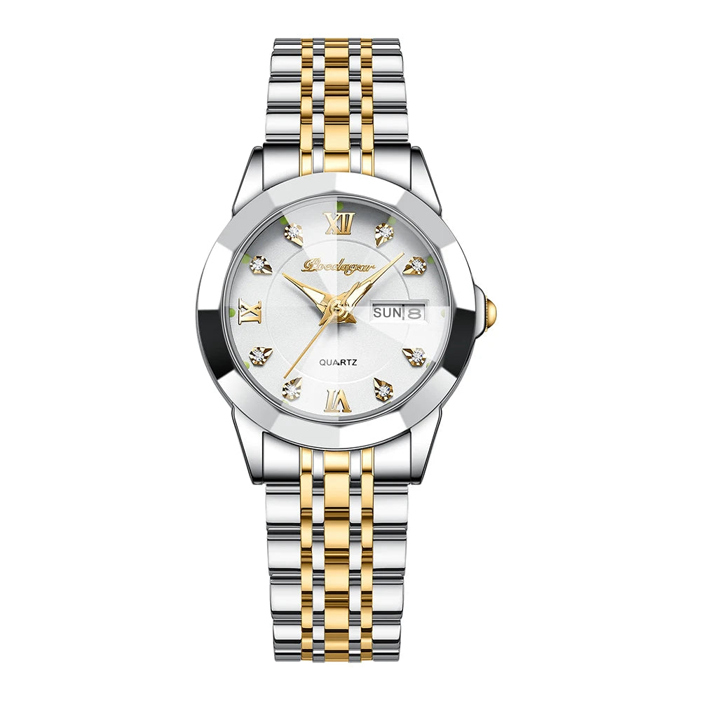 Poedagar 3076 Women's Luxury Quartz Watch – Stainless Steel Band, Waterproof, Luminous, Date