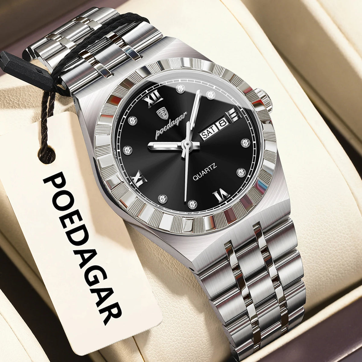 Poedagar 794 Women's Luxury Quartz Watch – Stainless Steel Band, Waterproof, Luminous, Date
