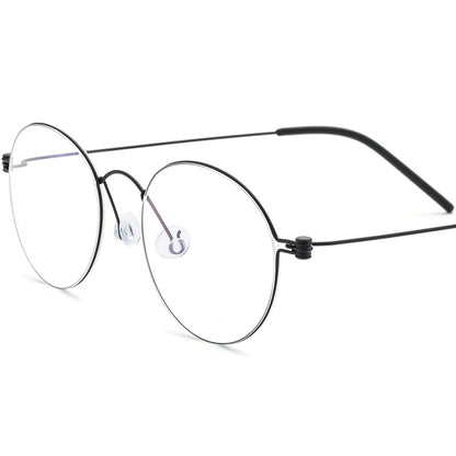 Titanium Round Optical Glasses Screwless - Black - MCROONS