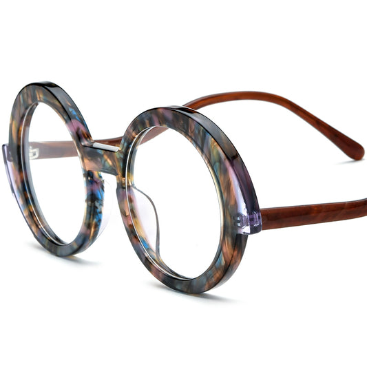 Multicolour Vortex Acetate Round Optical Glasses Frame Retro - Colourful - MCROONS