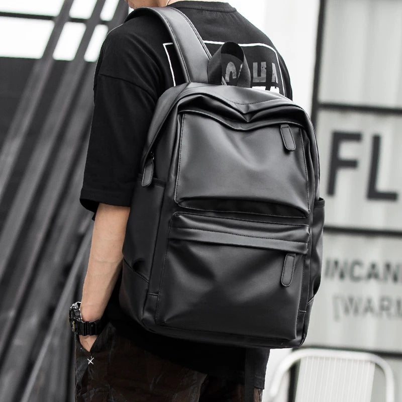 Wholesale PU Laptop Backpack Bags for Men Business Travel PU Leather Men'S Backpack