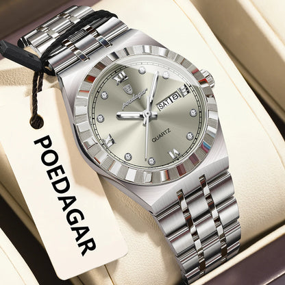 Poedagar 794 Women's Luxury Quartz Watch – Stainless Steel Band, Waterproof, Luminous, Date