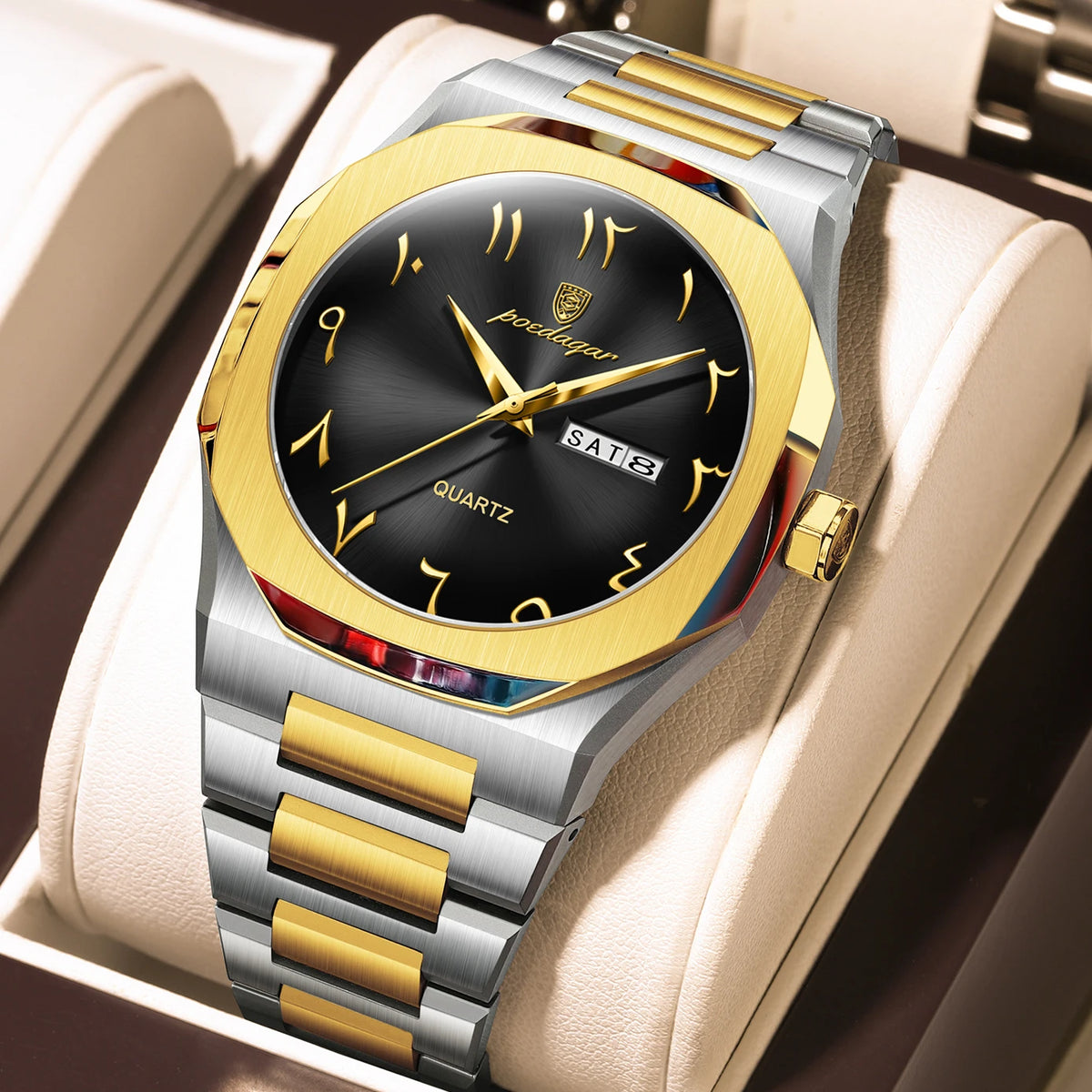Poedagar 830 Men's Luxury Quartz Watch – Stainless Steel Band, Waterproof, Luminous, Date