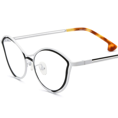 Colourful Titanium Cat Eye Optical Glasses Frame Lightweight - White Black - MCROONS