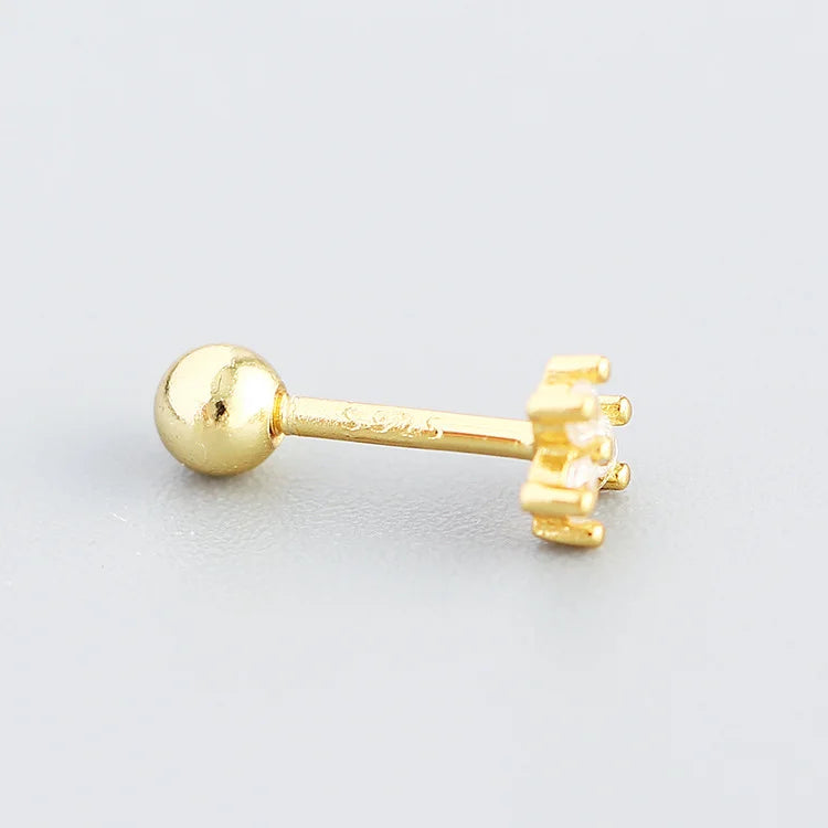 KR S925 Silver Instagram Flower Set Diamond Mini Screw Ear Studs Earbone Studs Sweet Earrings