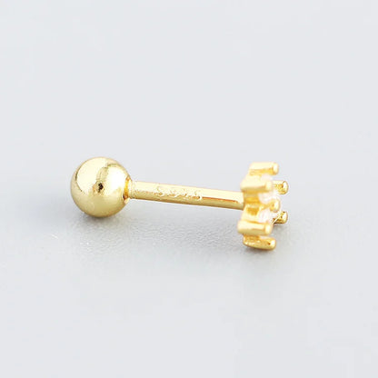 KR S925 Silver Instagram Flower Set Diamond Mini Screw Ear Studs Earbone Studs Sweet Earrings
