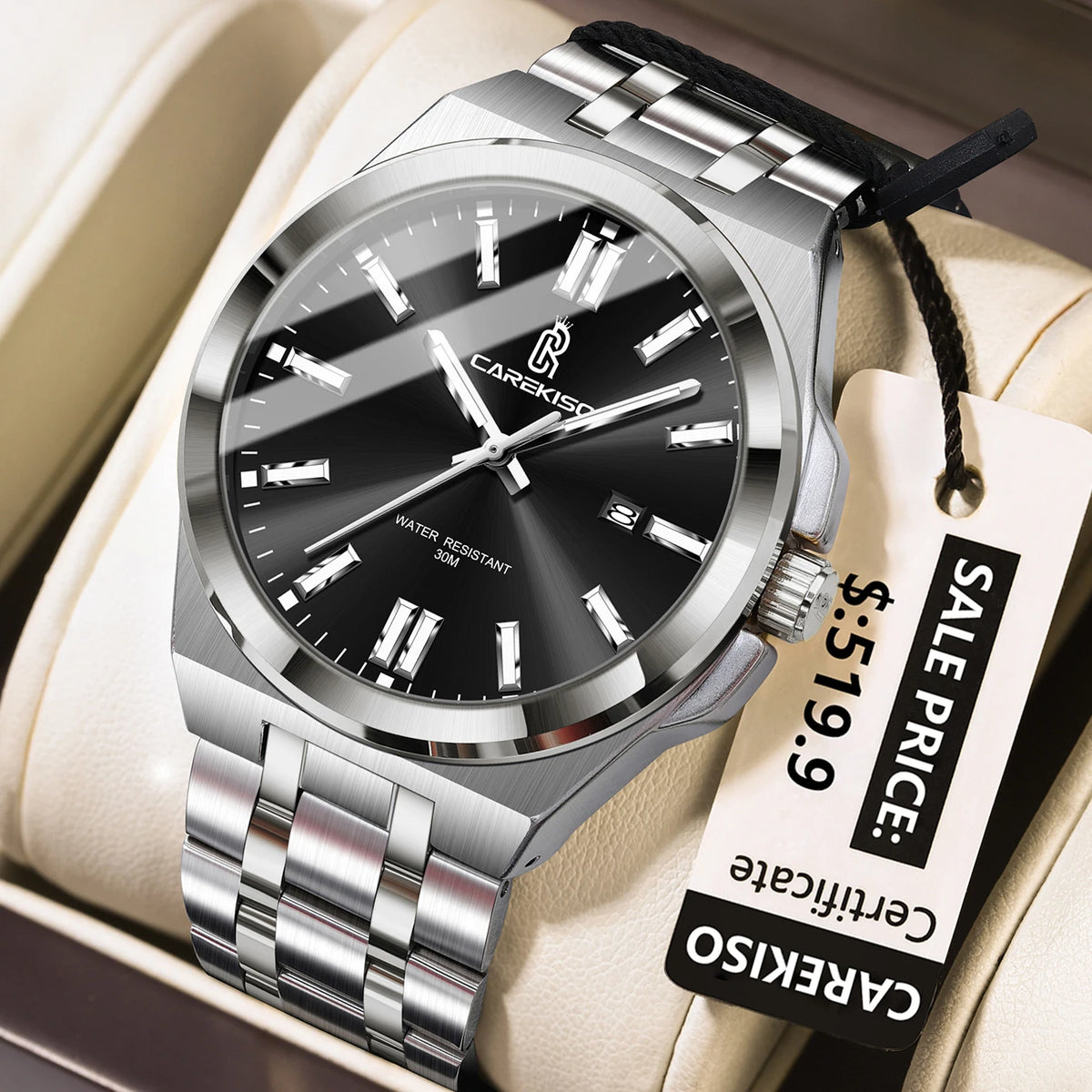 Poedagar C106 Men's Luxury Quartz Watch – Stainless Steel Band, Waterproof, Luminous, Date