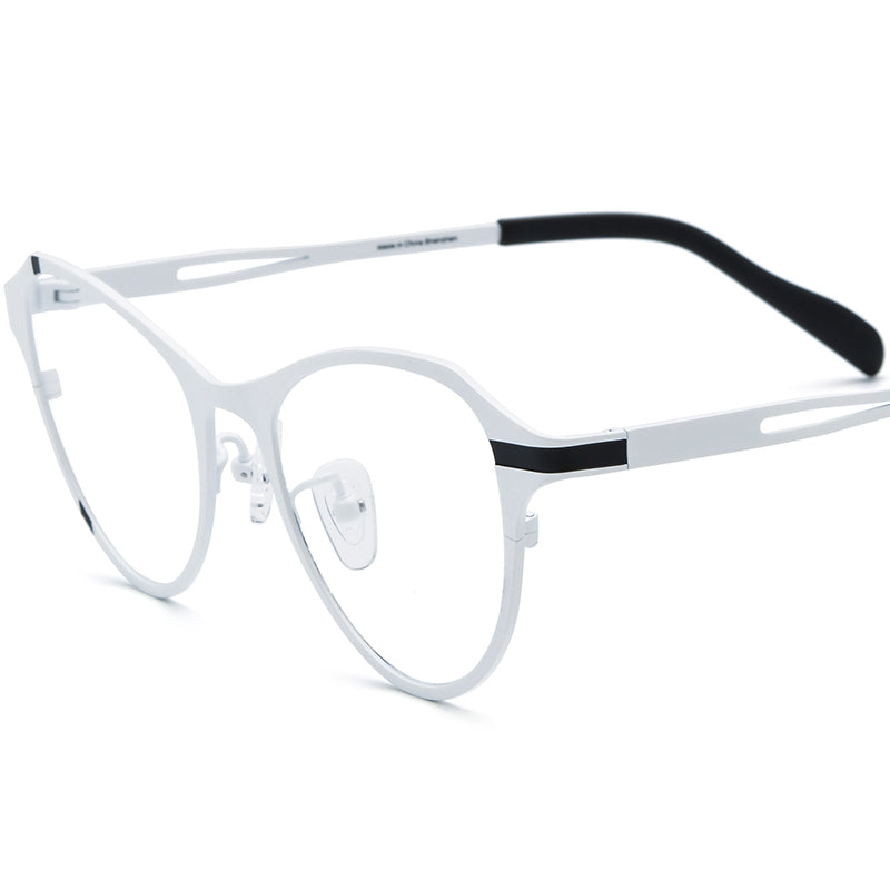 Colourful Titanium Cat Eye Optical Glasses Frame - White - MCROONS