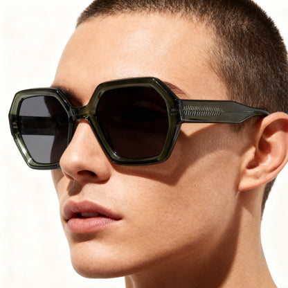 MCROONS Handmade Retro Square Acetate Sunglasses — UV400 TAC Lens, Unisex