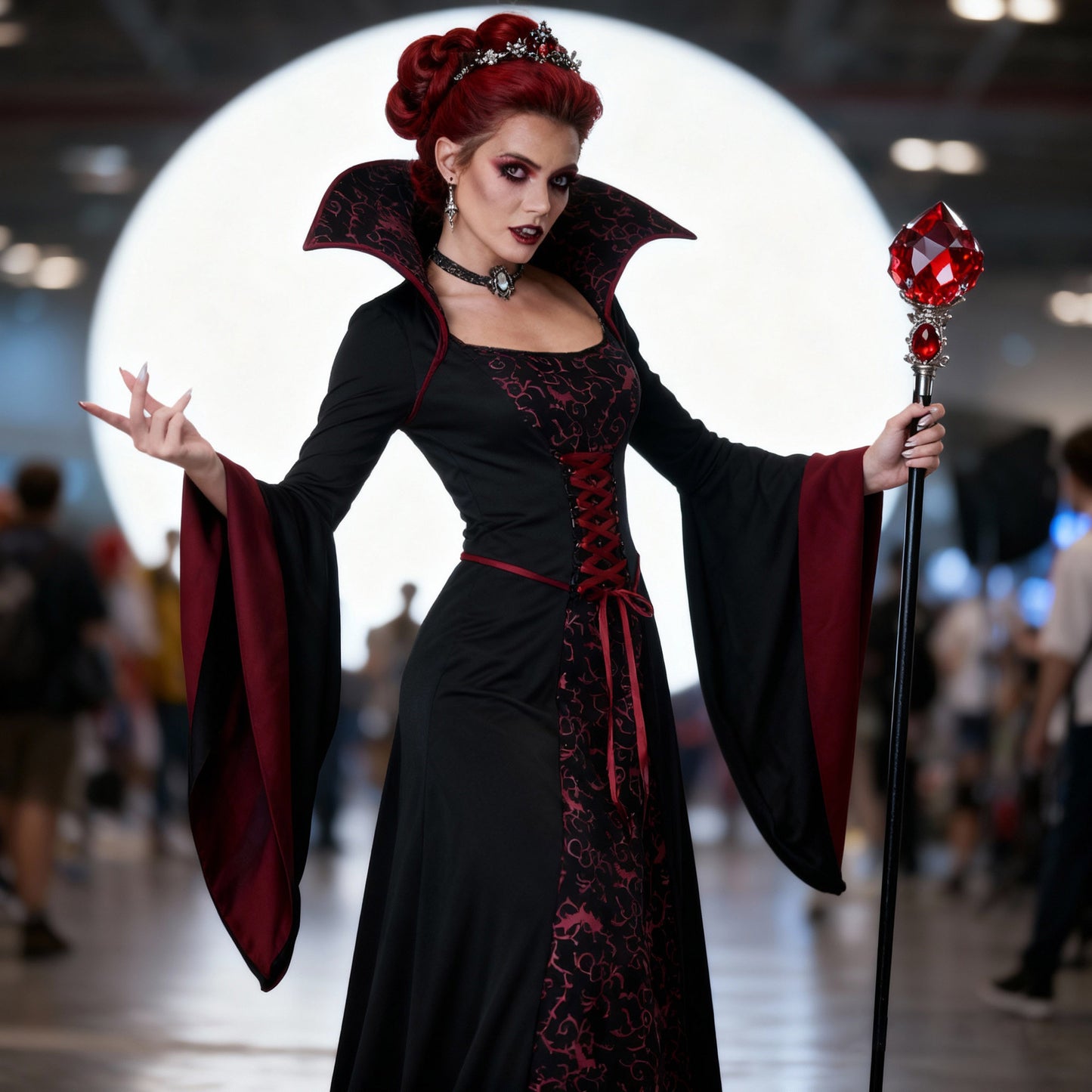 Dark Vampire Queen Vintage Court Gown Halloween Costume - MCROONS