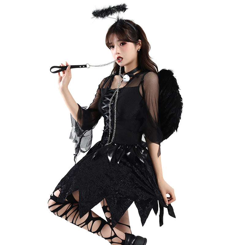 Black Angel Demon Wings Halloween Costume