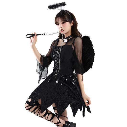 Black Angel Demon Wings Halloween Costume