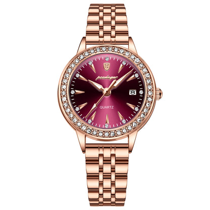 Poedagar 366 Women's Luxury Quartz Watch – Stainless Steel Band, Waterproof, Date