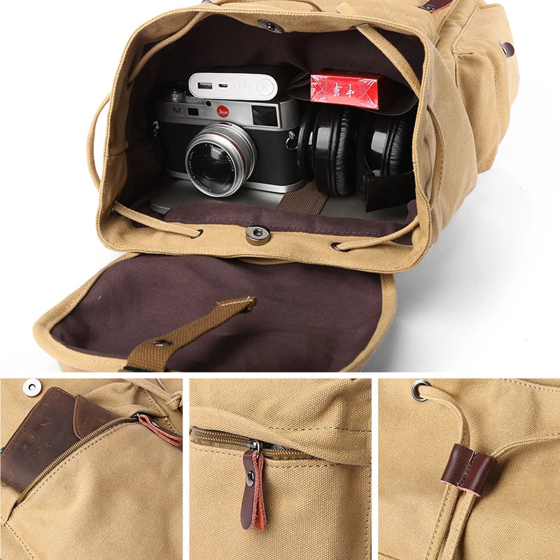 MOYYI Anti-Theft Canvas Bag for Men Outdoor Knapsack Hiking Laptop Backpack