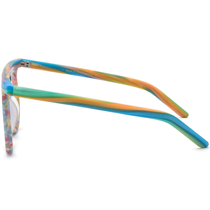 Oversized Vintage Multicolour Acetate Round Optical Glasses Frame - MCROONS - side view