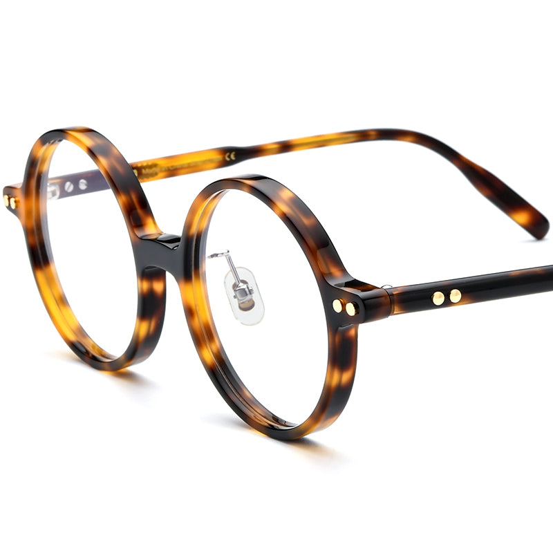 Vintage Round Acetate Optical Glasses Frame - Leopard - MCROONS