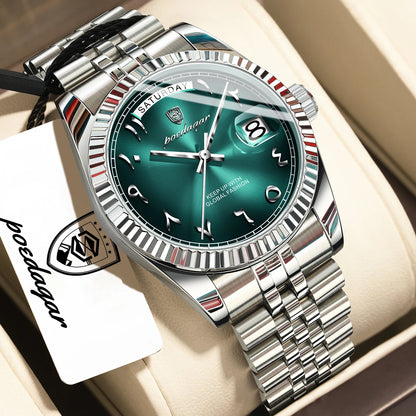 Poedagar 845 Men's Luxury Quartz Watch – Stainless Steel Band, Waterproof, Date