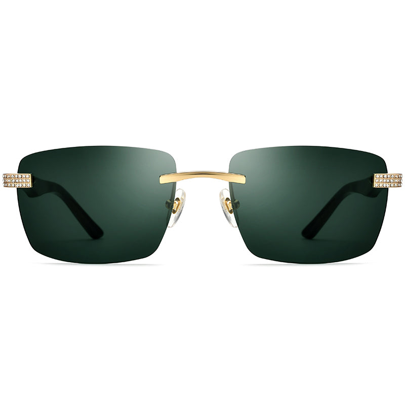 Diamante Buffalo Horn Rimless Square Sunglasses - MCROONS - front view