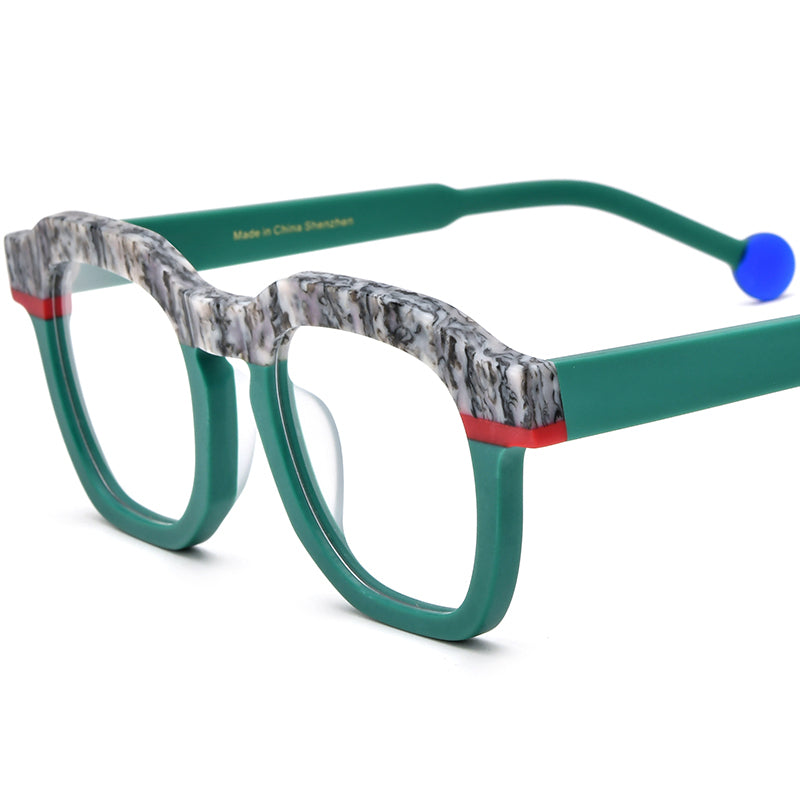 Vintage Square Matte Acetate Optical Glasses Frame - Green - MCROONS