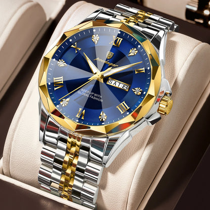 Poedagar 698 Men's Luxury Quartz Watch – Stainless Steel Band, Waterproof, Luminous, Date