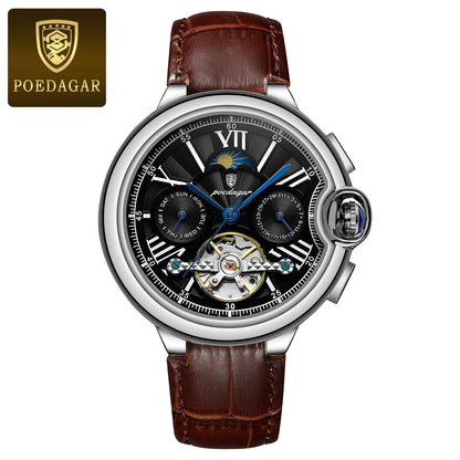 Poedagar 1413 Men's Luxury Automatic Mechanical Watch – Stainless Steel Band, Waterproof, Luminous