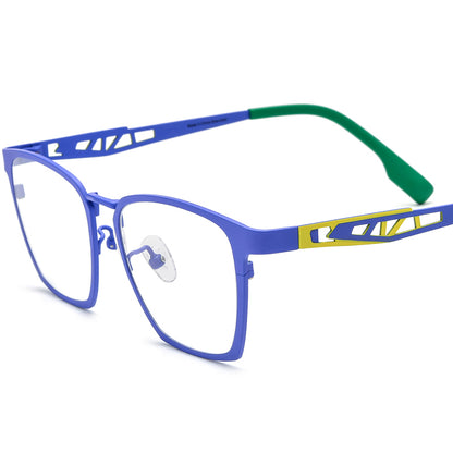 Colourful Titanium Square Optical Glasses - Blue - MCROONS