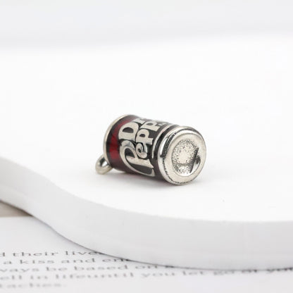 Enamel "Dr Pepper" Charm 925 Sterling Silver DIY Cute Food Series Fashion Charm for Women and Children Jewelry Making