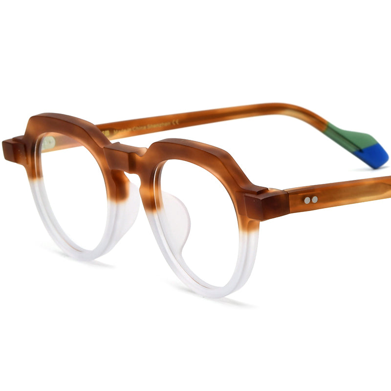 Retro Polygon Acetate Optical Glasses Frame - MCROONS - Yellow White