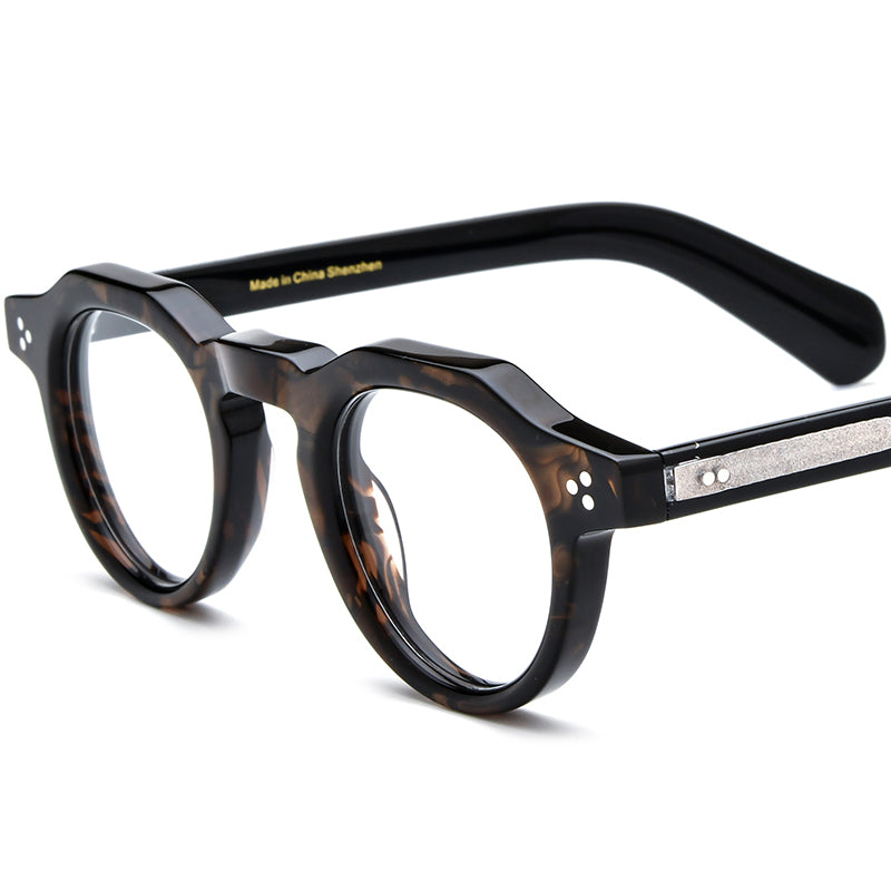 Vintage Thick Round Acetate Optical Glasses Frame - MCROONS - Leopard