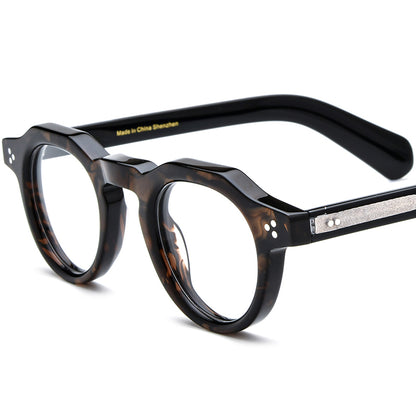 Vintage Thick Round Acetate Optical Glasses Frame - MCROONS - Leopard