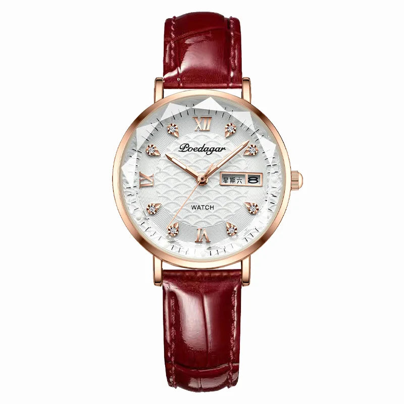 Poedagar 3011 Women's Luxury Quartz Watch – Stainless Steel Band, Waterproof, Luminous, Date