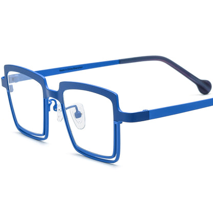 Colourful Titanium Square Optical Glasses Frame - Blue - MCROONS