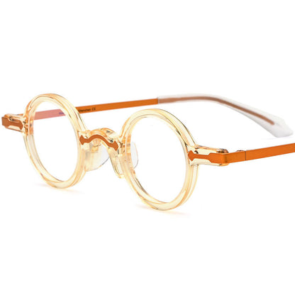Vintage Small Round Acetate Optical Glasses Frame - Transparent Orange - MCROONS