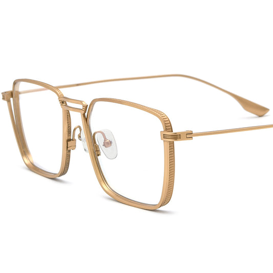 Japanese-Style Lightweight Titanium Square Optical Glasses Frame - Gold - MCROONS