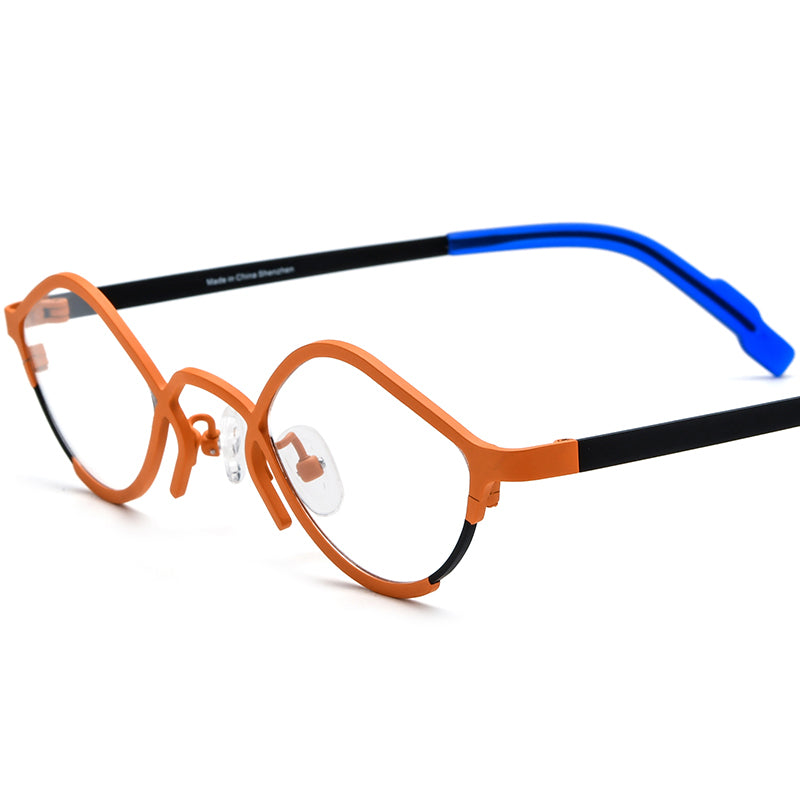 Matte Titanium Small Cat Eye Optical Glasses Frame - Matte Orange - MCROONS