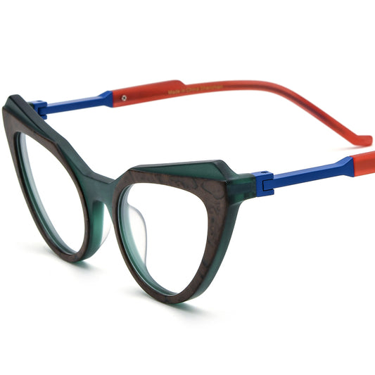Retro Matte Acetate Cat Eye Optical Glasses Frame - Green - MCROONS