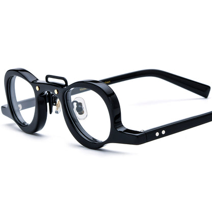 Vintage Round Acetate Optical Glasses Frame - Black - MCROONS