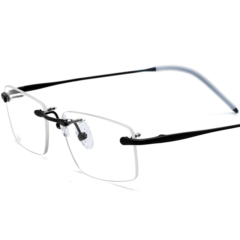 Rimless Titanium Square Sports Optical Glasses Ultralight - Black - MCROONS