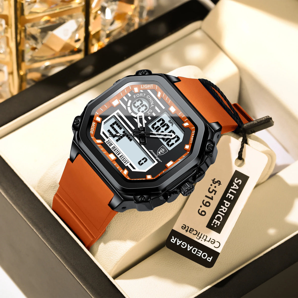 Poedagar 993 Men's Luxury Chronograph Quartz Watch – Silicone Strap, Waterproof, Luminous, Date